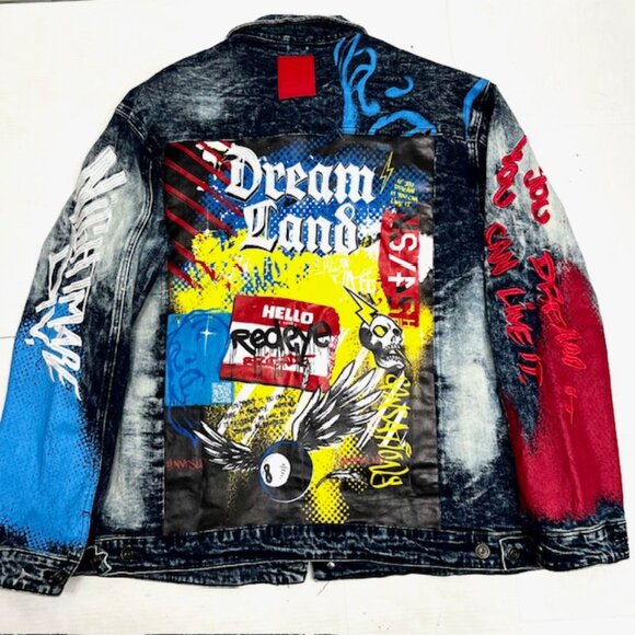 A Set Y2K STREETWEAR EMBROIDED Dreamland Denim Jeans Mens 3XL TOP,  Bot  JEAN 38 - Picture 13 of 16